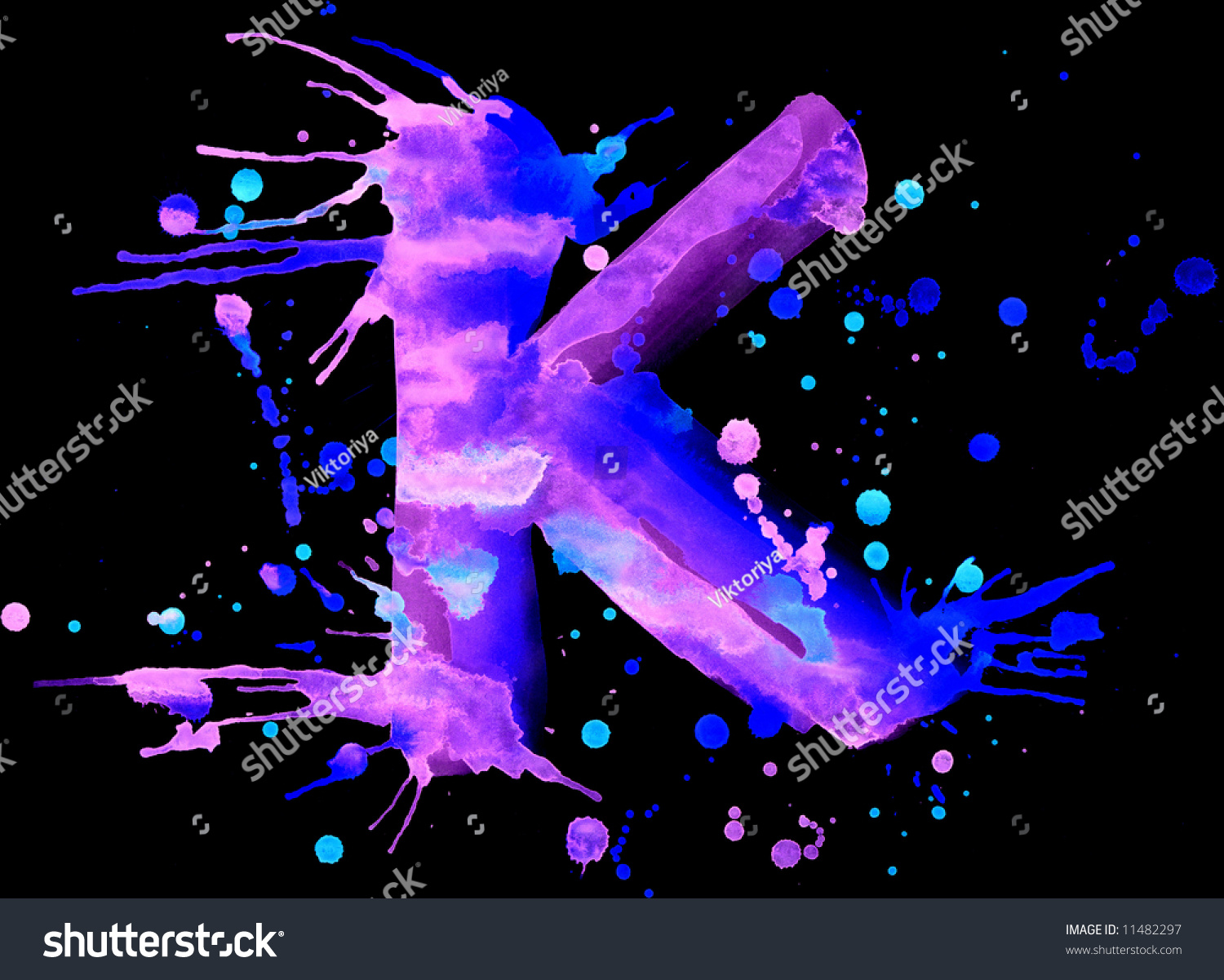 Neon Watercolor Paint Letter K Stock Illustration 11482297