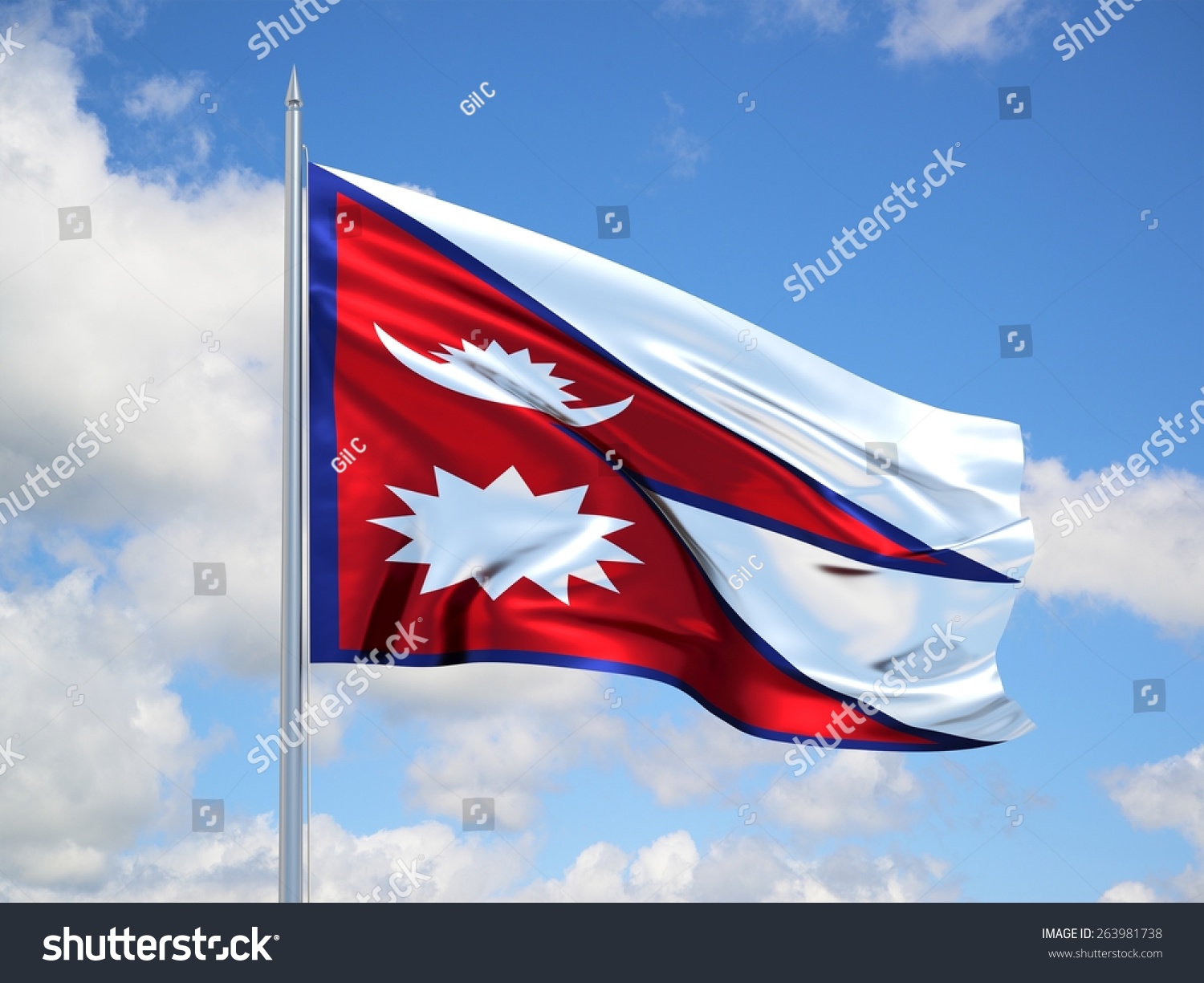 Nepal 3d Flag Waving In The Wind. 3d Illustration. - 263981738 ...