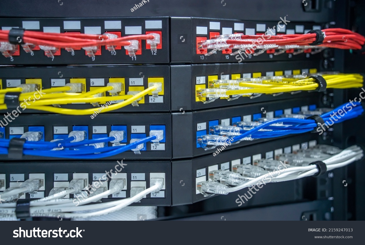 Network Cables Network Switching Hub Lan Stock Photo 2159247013