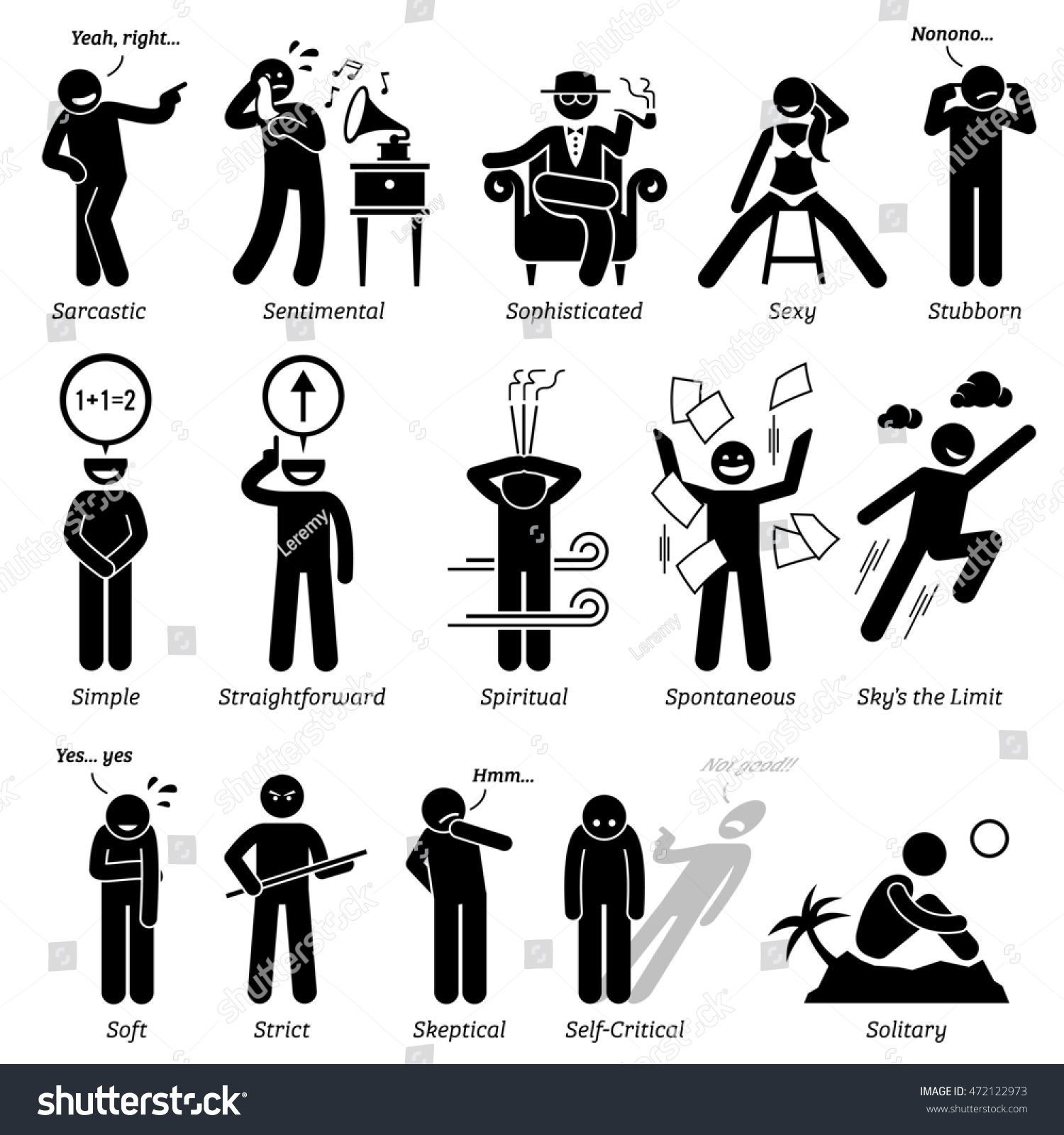 Neutral Personalities Character Traits Stick Figures Stock Illustration ...