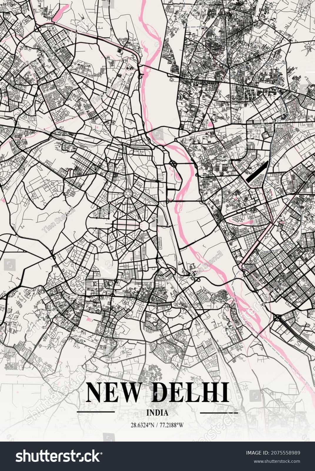 New Delhi India Neapolitan City Map Stock Illustration 2075558989