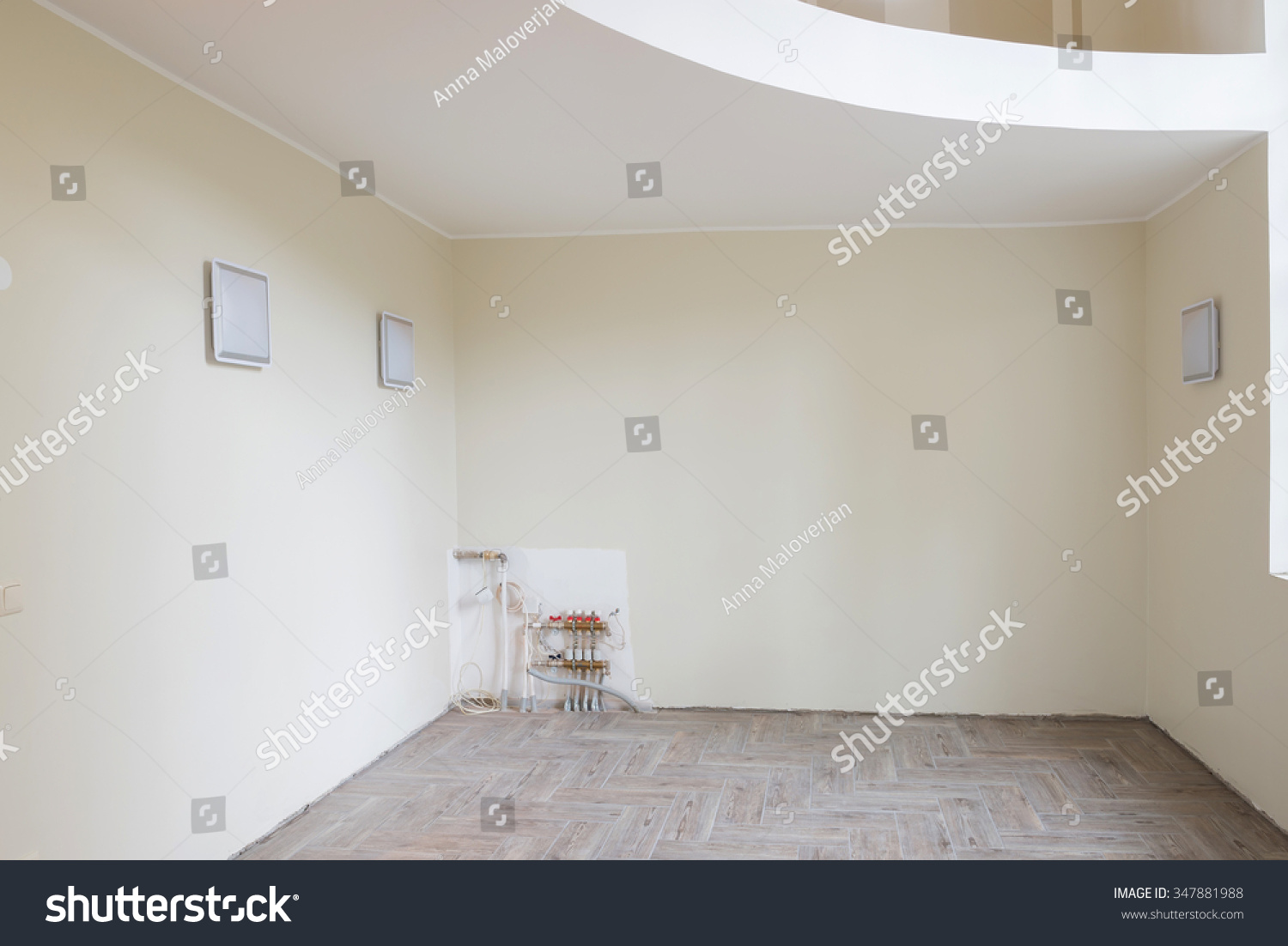  New  Home Construction  Interior  Living Room Stock Photo 