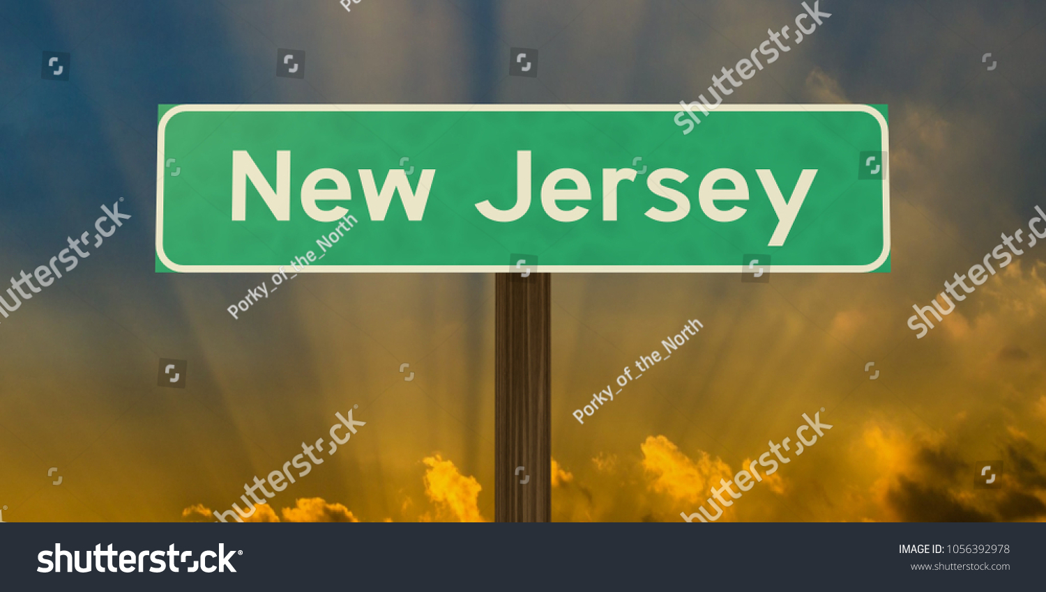 New Jersey Road Sign Sunburst Highresolution Stock Illustration