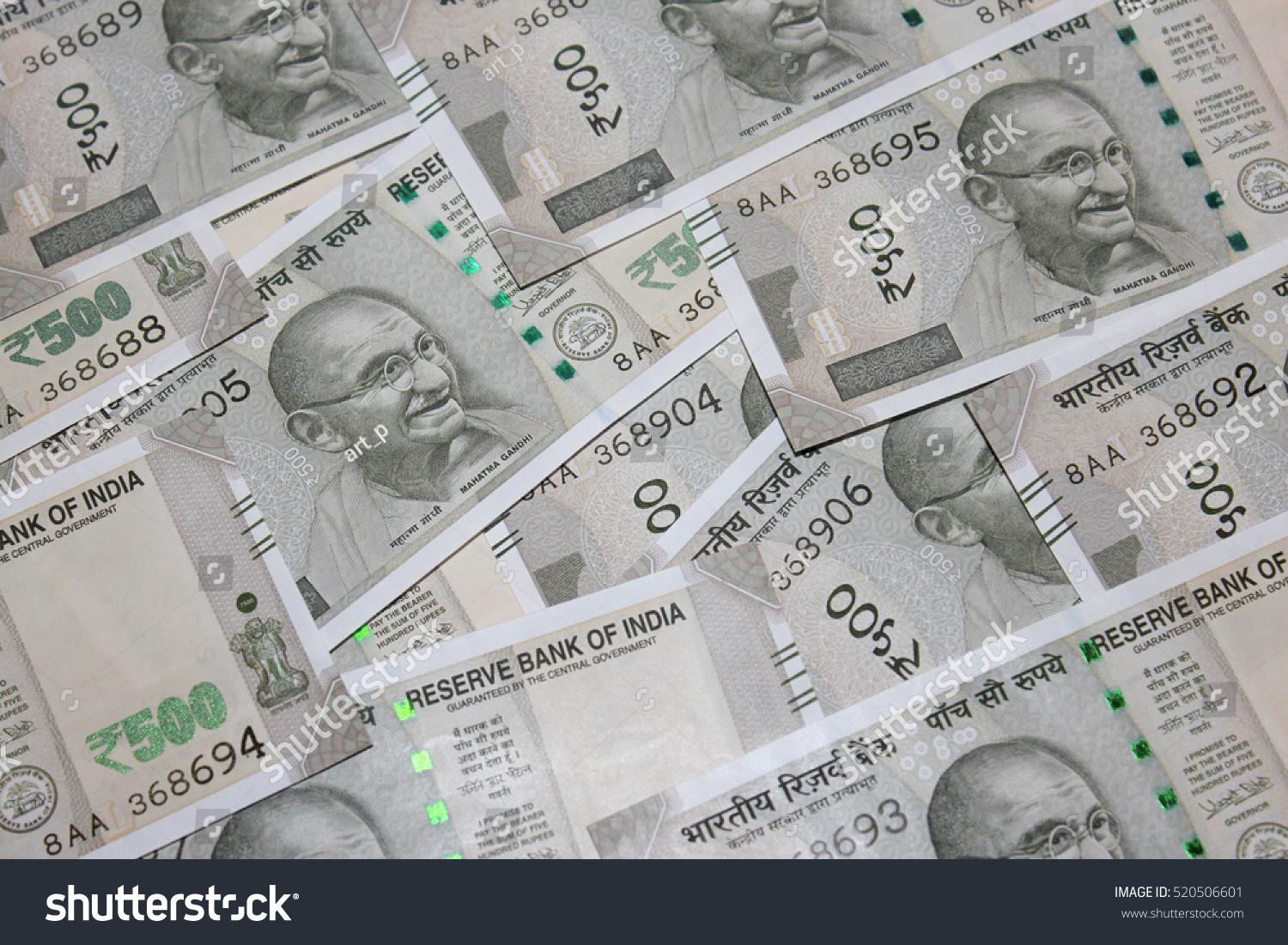 New Rs. 500 Indian Currency Note Spread Stock Photo 520506601 ...