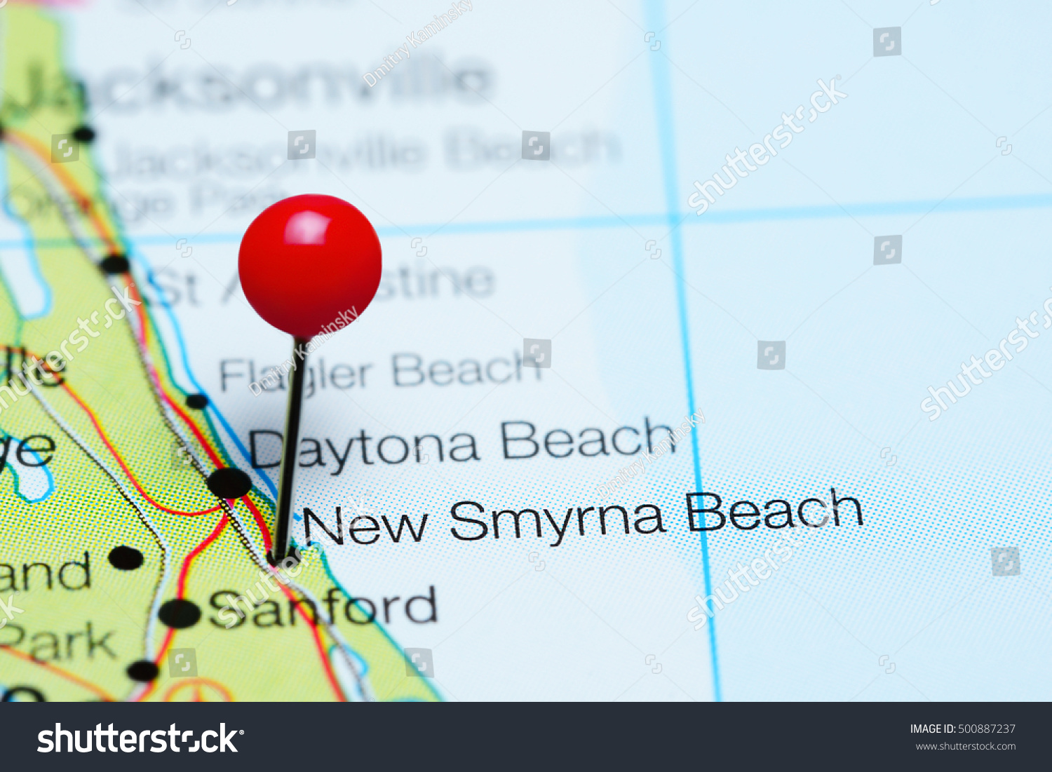 New Smyrna Beach Pinned On Map Stock Photo Edit Now