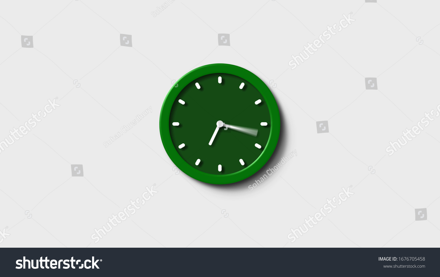 New White Background Green Clock Icongreen Stock Illustration