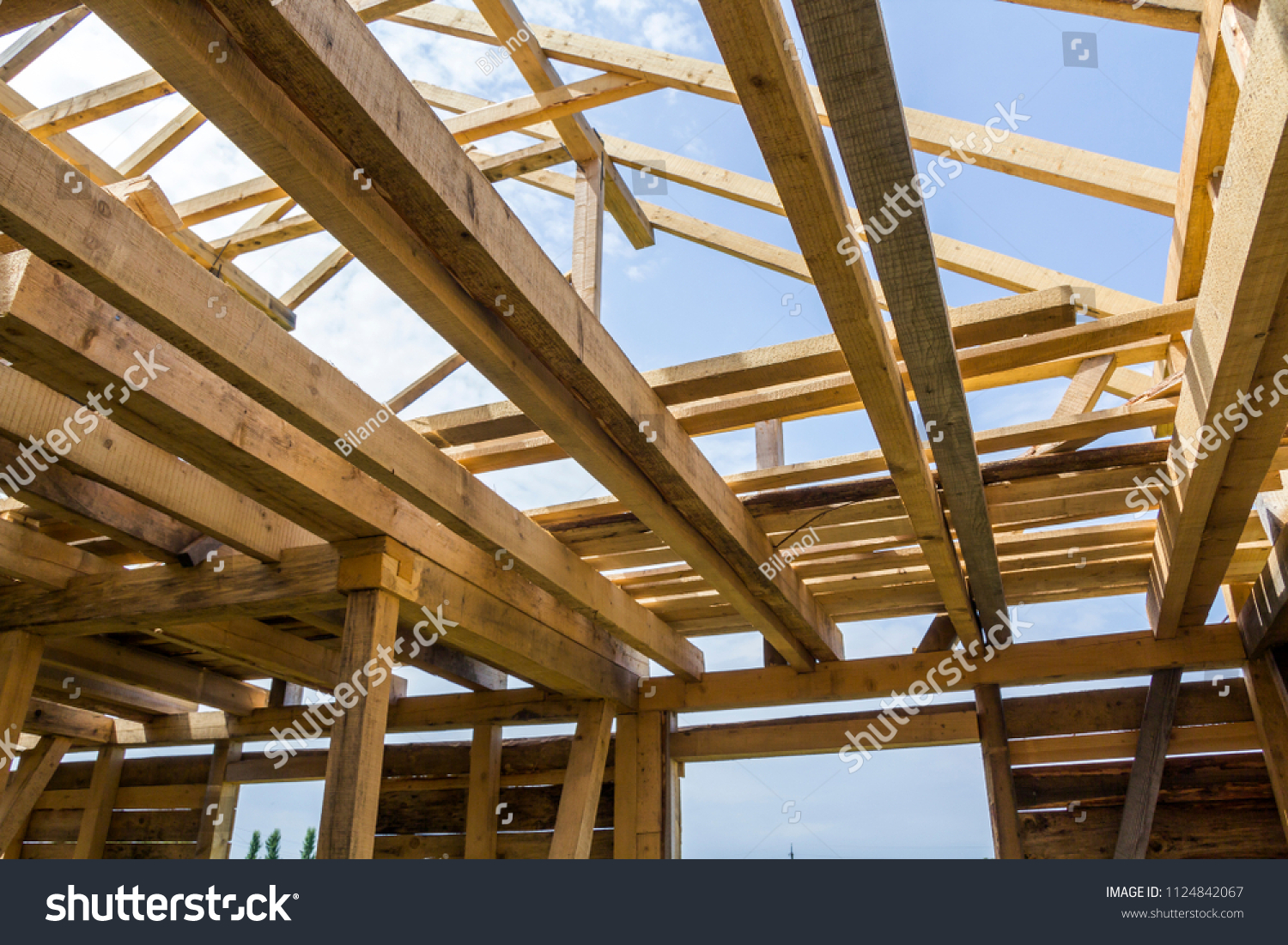 New Wooden Ecological House Natural Materials Stock Photo