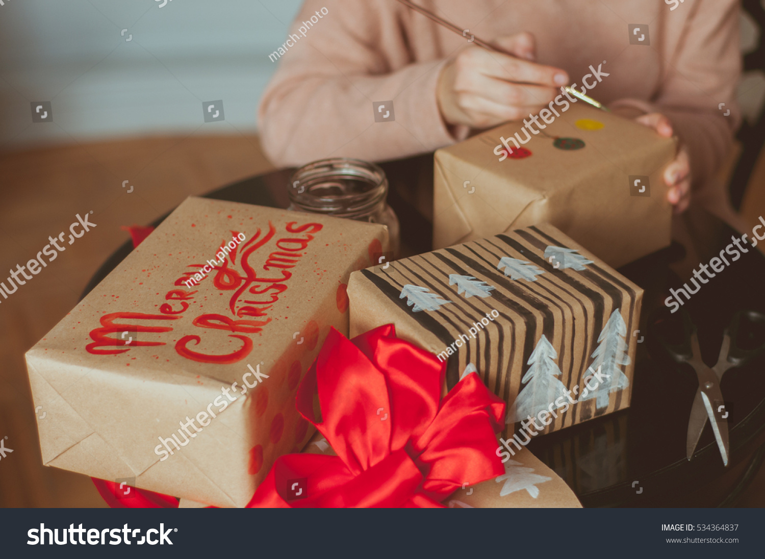 New Year 2017 Gifts Boxes Festive Stock Photo (Edit Now) 534364837