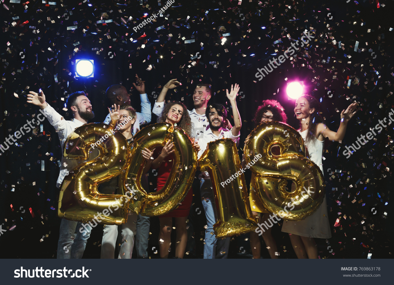 New 2018 Year Coming Group Cheerful Stock Photo 736292248 | Shutterstock