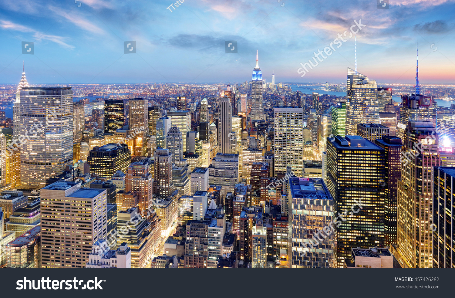 New York City Night Manhattan Usa Stock Photo (Edit Now) 457426282 ...