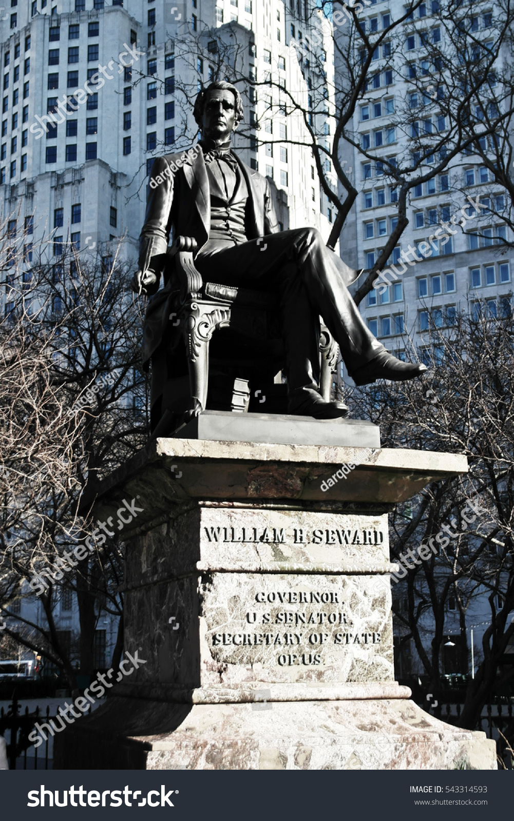 New York City, Manhattan William H. Seward governor statue.