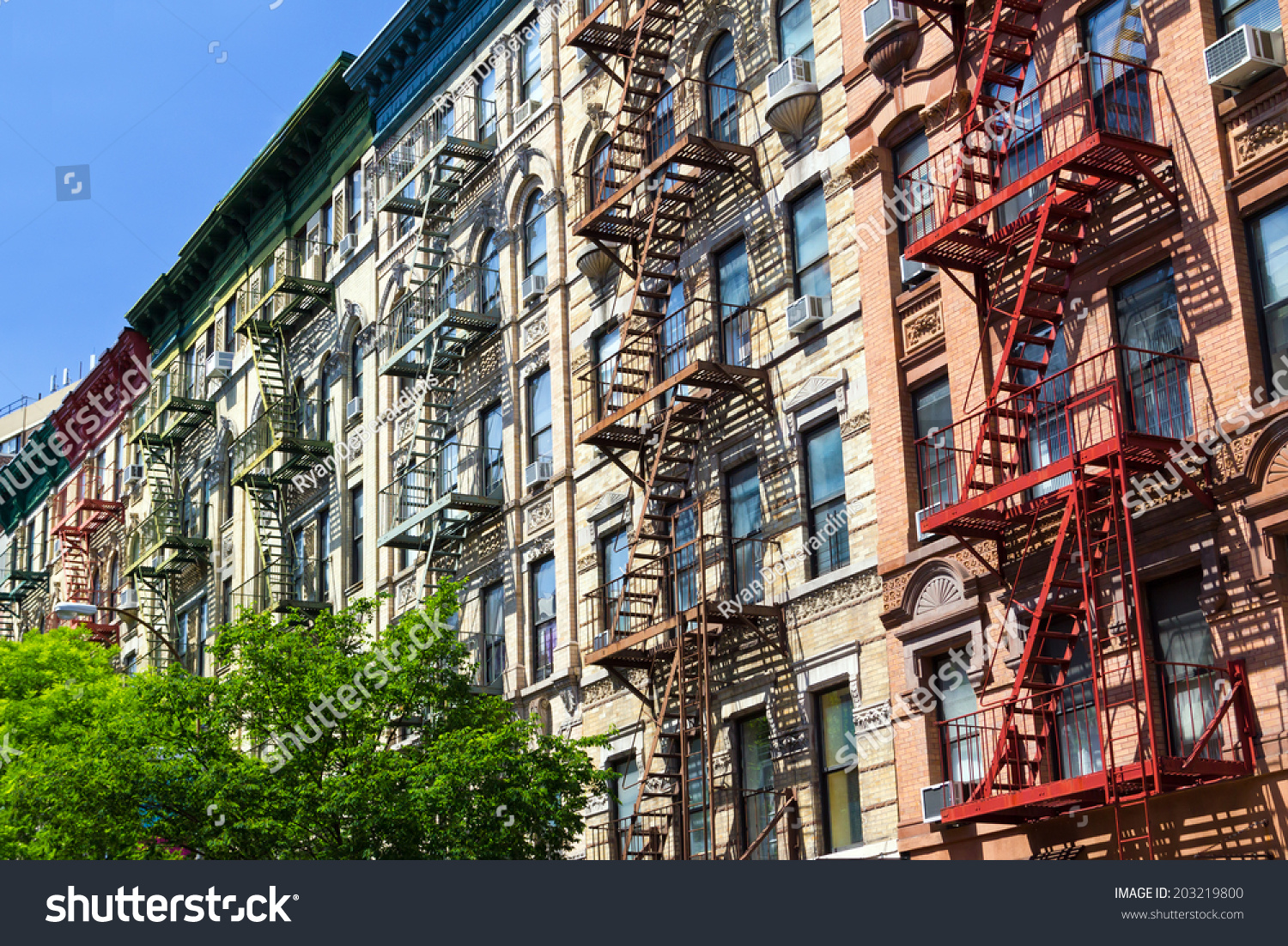 New York City Row Colorful Buildings Stock Photo 203219800 - Shutterstock