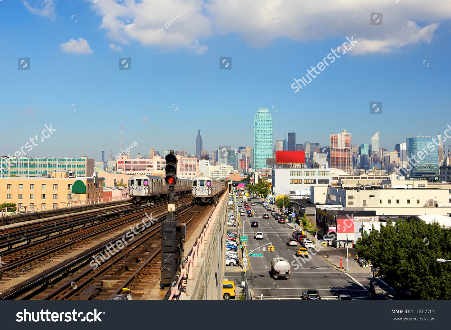 New York City Skyline Subway Line Stock Photo (Edit Now) 111867701 ...