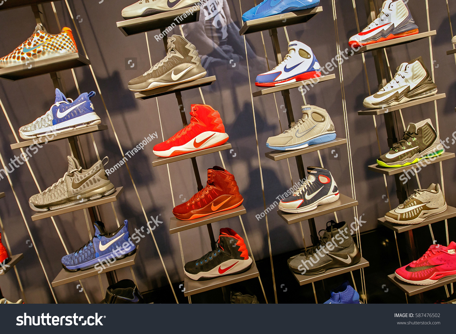 Stock Photo New York February Assorted Nike Basketball Shoes For Sale In The Nba Store In Manhattan 587476502 
