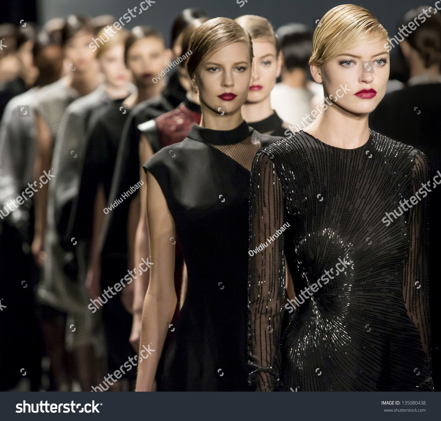 New York - February 11: Models Are Walking The Runaway At Reem Acra ...