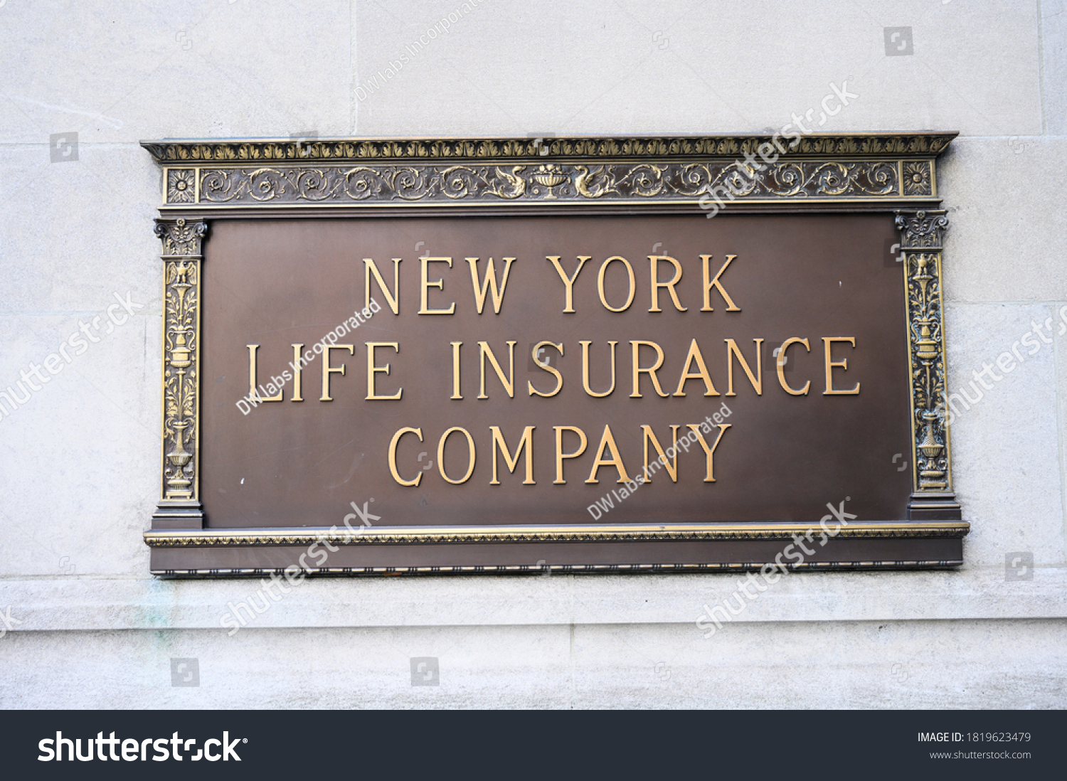 234 New York Life Insurance Images Stock Photos Vectors Shutterstock   Stock Photo New York New York Usa September New York Life Insurance Company Metal Placard 1819623479 