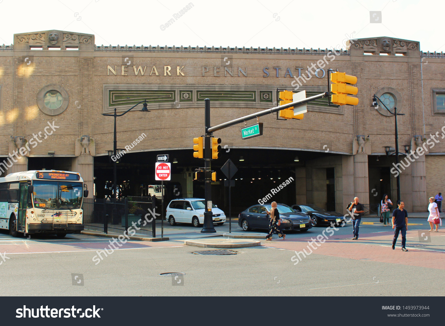 Stock Photo Newark New Jersey August Th View Of The Market Street Side Of The Busy Newark Penn 1493973944 