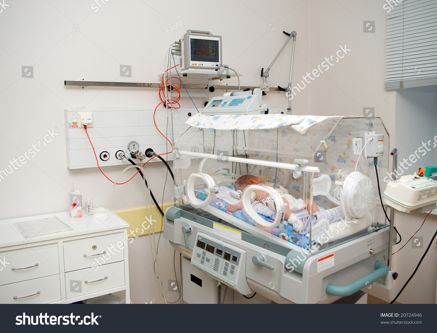 Newborn Baby Sleeping Incubator Hospitalbranch Reanimations Stock Photo ...