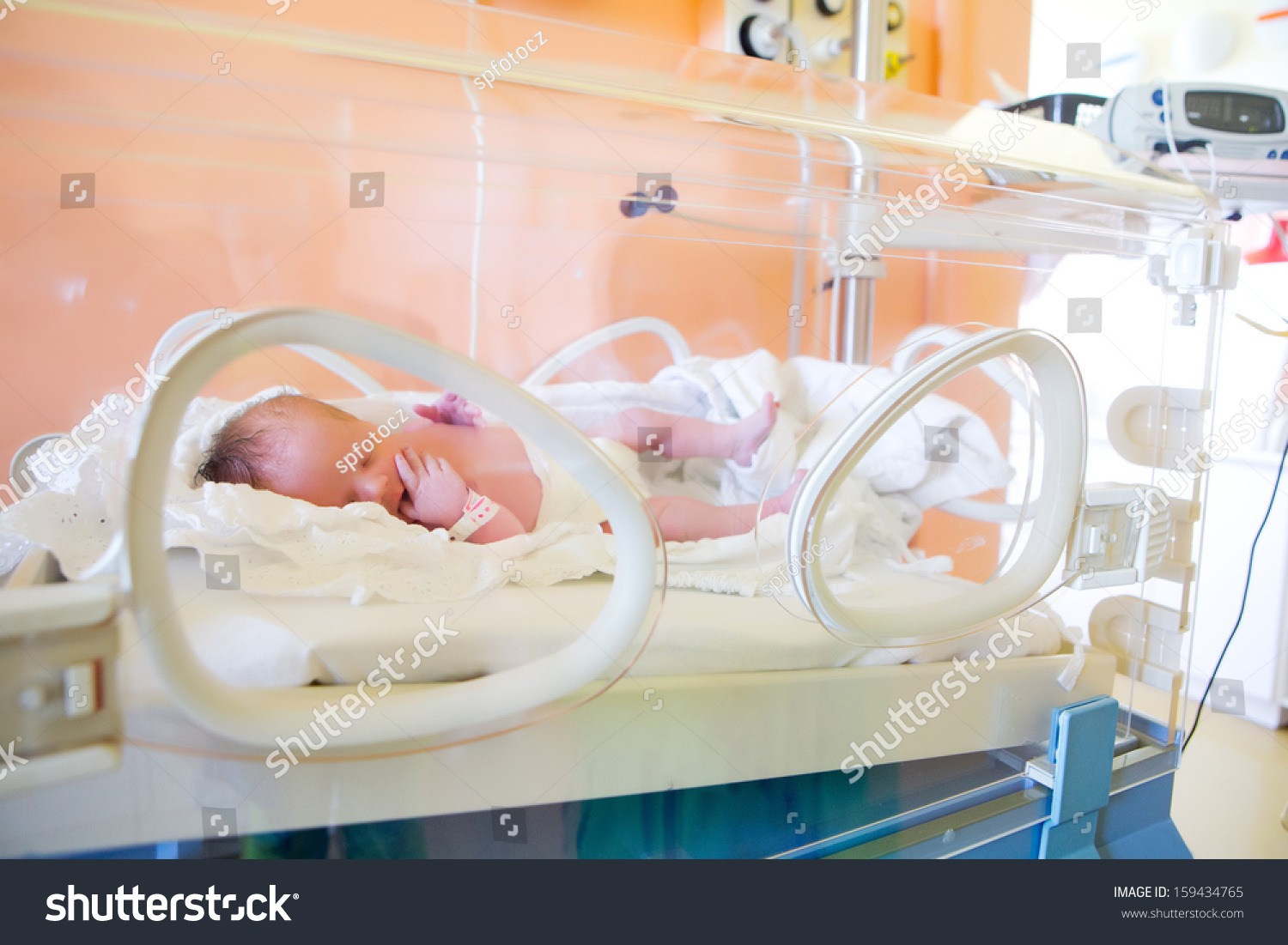 Newborn In Incubator Stock Photo 159434765 : Shutterstock