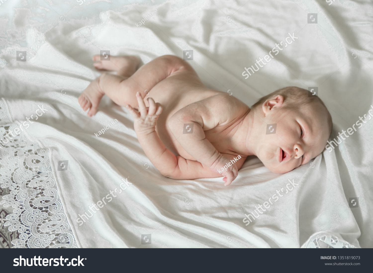 Newborn Naked Baby Girl On White Stock Photo Shutterstock