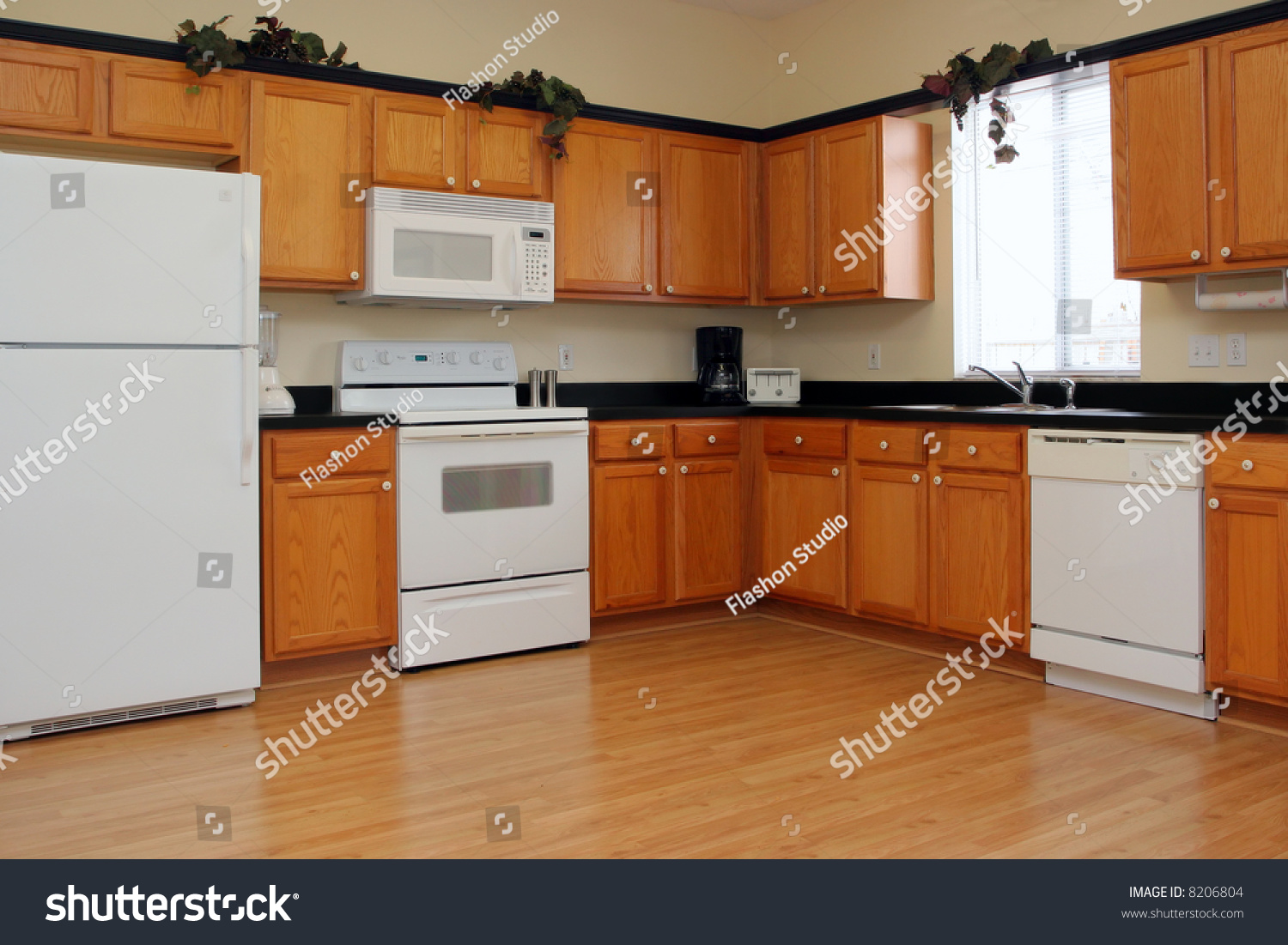 Newly Finished Kitchen Oak Cabinet Floor Stock Photo 8206804 Newly Finished Kitchen Oak Cabinet Floor Stock Photo 8206804
