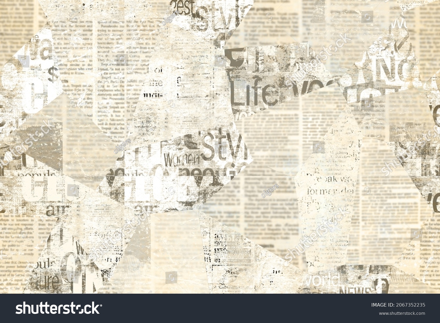 Newspaper Paper Grunge Aged Newsprint Pattern Stock Illustration 