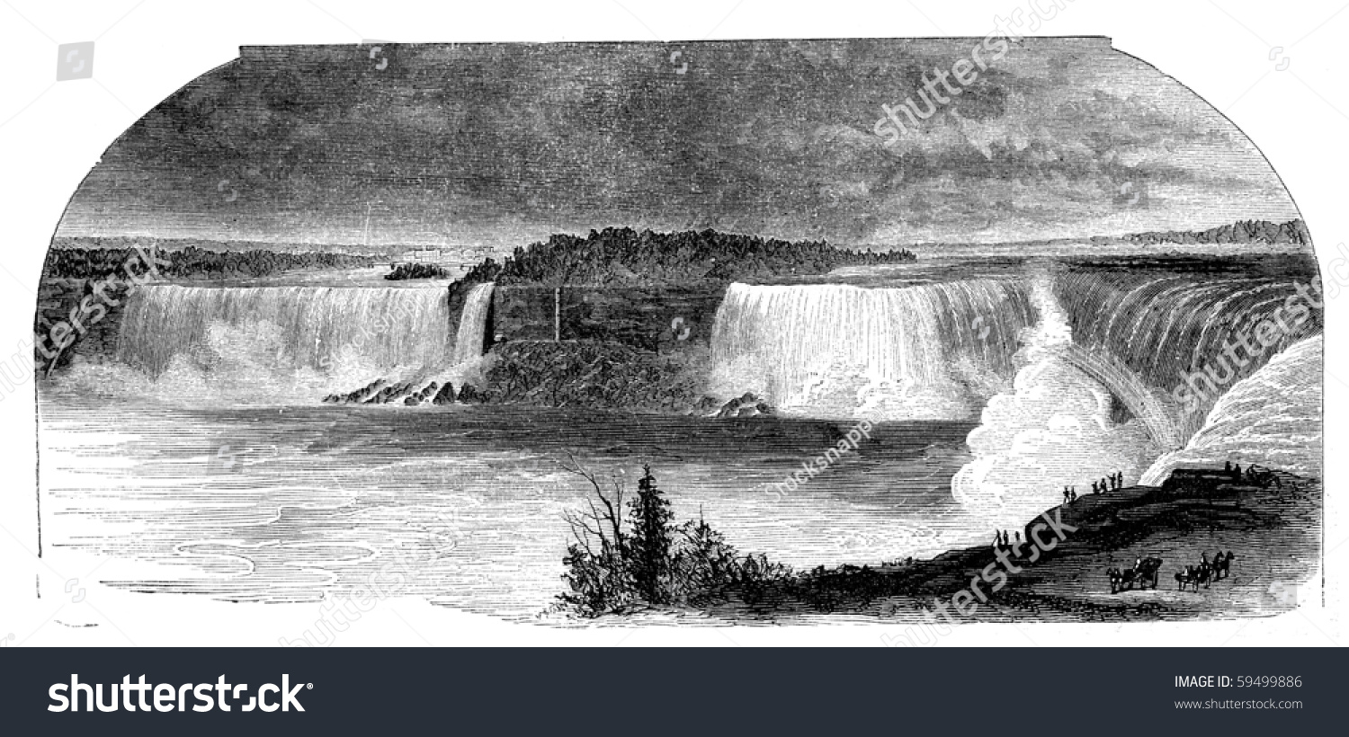 Niagara Falls Seen Canada Side Illustration Stock Illustration 59499886 ...