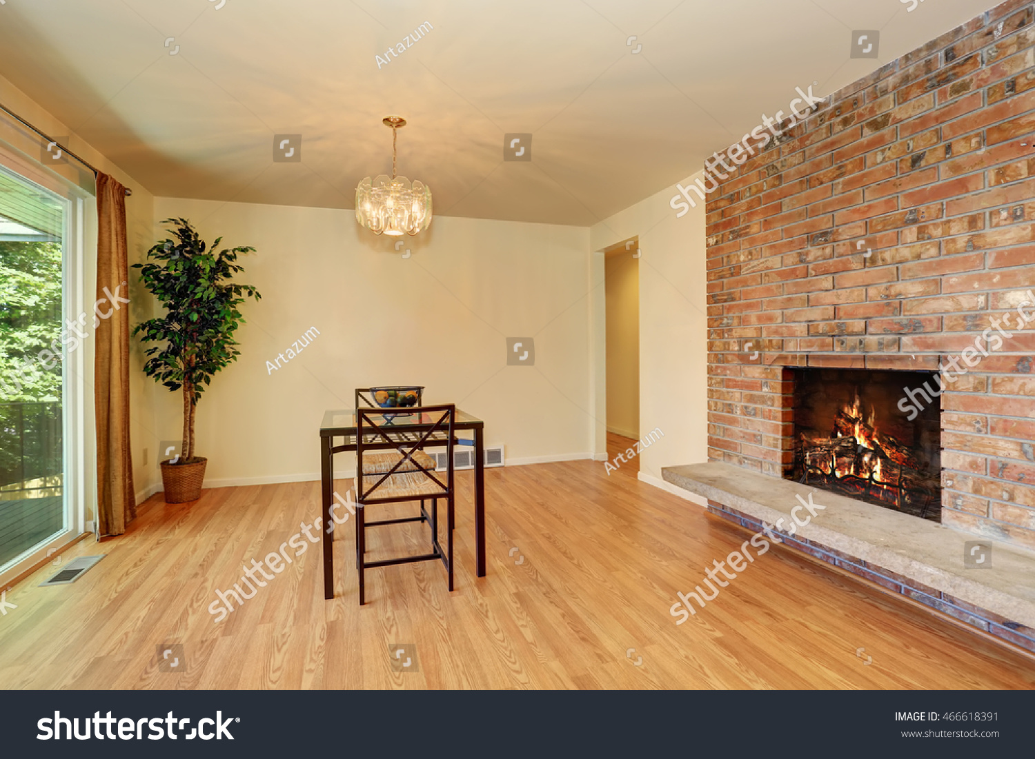 Nice Dining Room Hardwood Floor Brick Stock Photo Edit Now 466618391