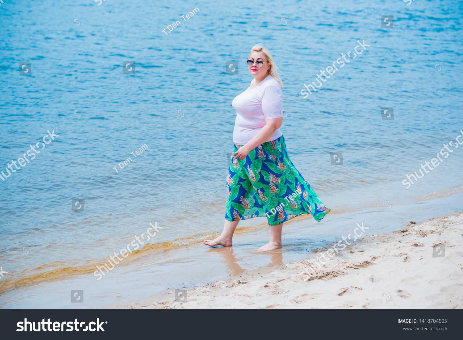 Beach big beautiful woman