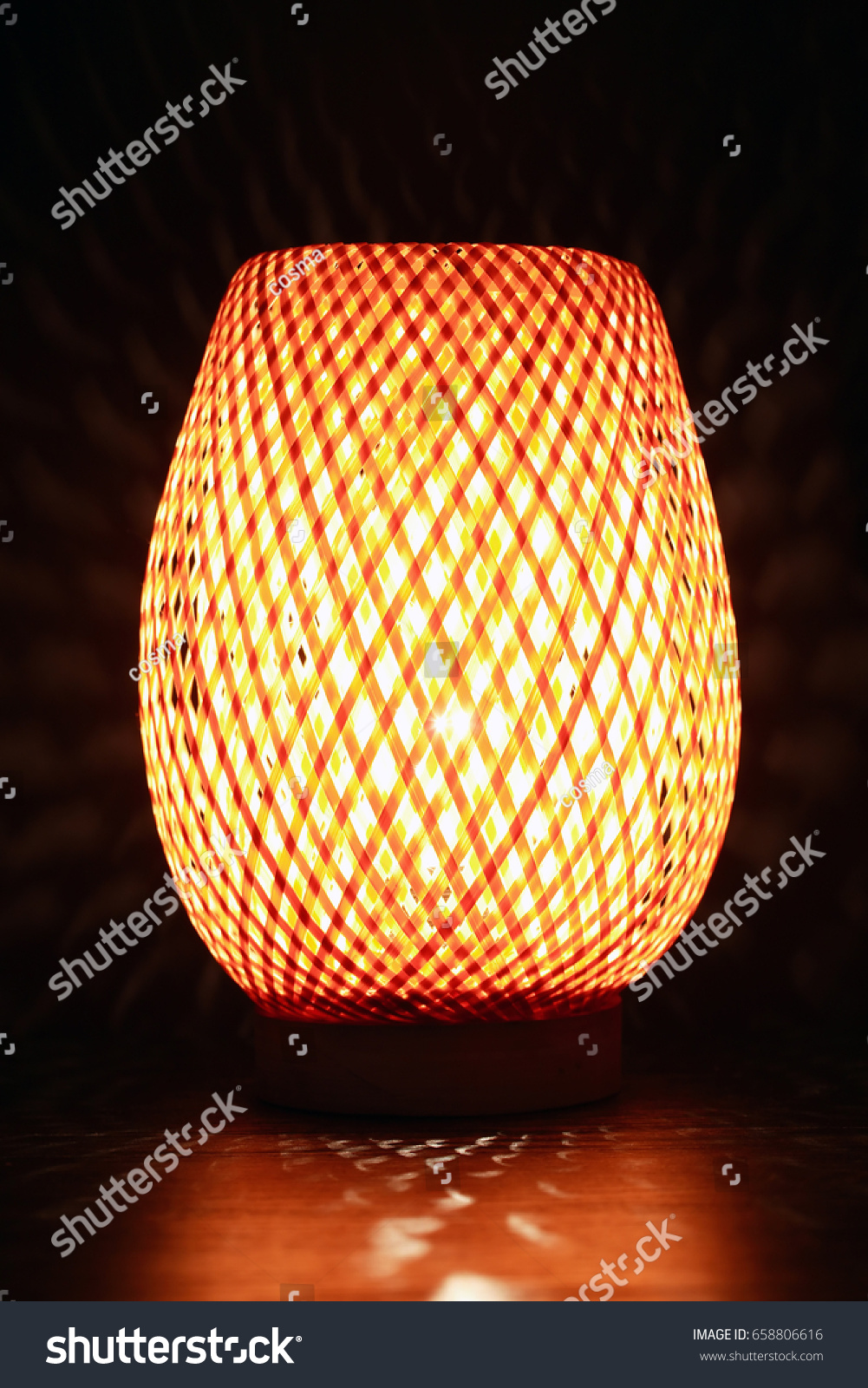 Nice Wicker Glowing Desk Lamp Closeup Stock Photo Edit Now 658806616
