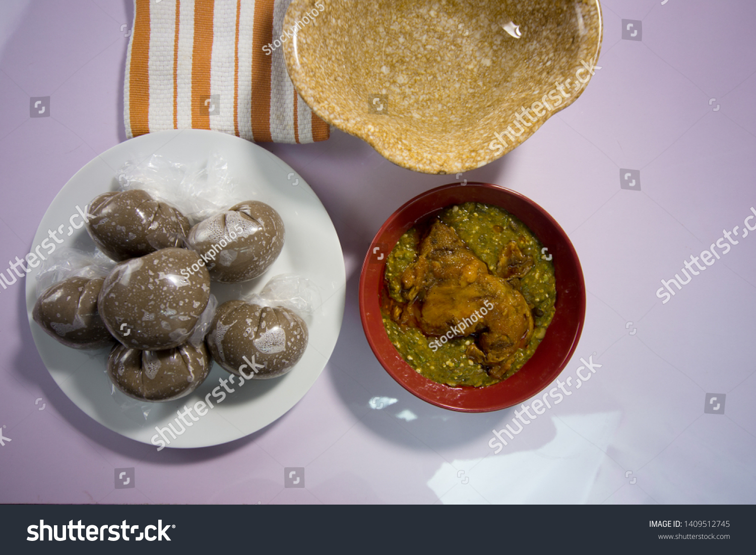 Nigeria Amala Eba Pounded Yam Food の写真素材 今すぐ編集