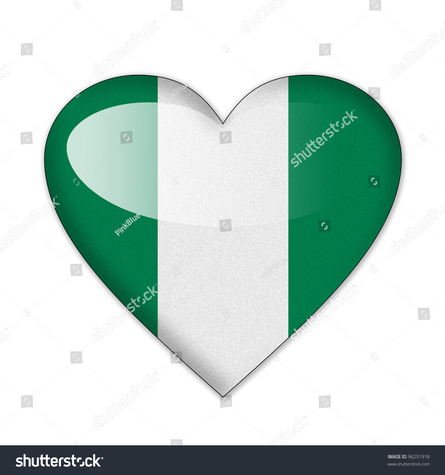 Nigeria Flag In Heart Shape Isolated On White Background Stock Photo ...