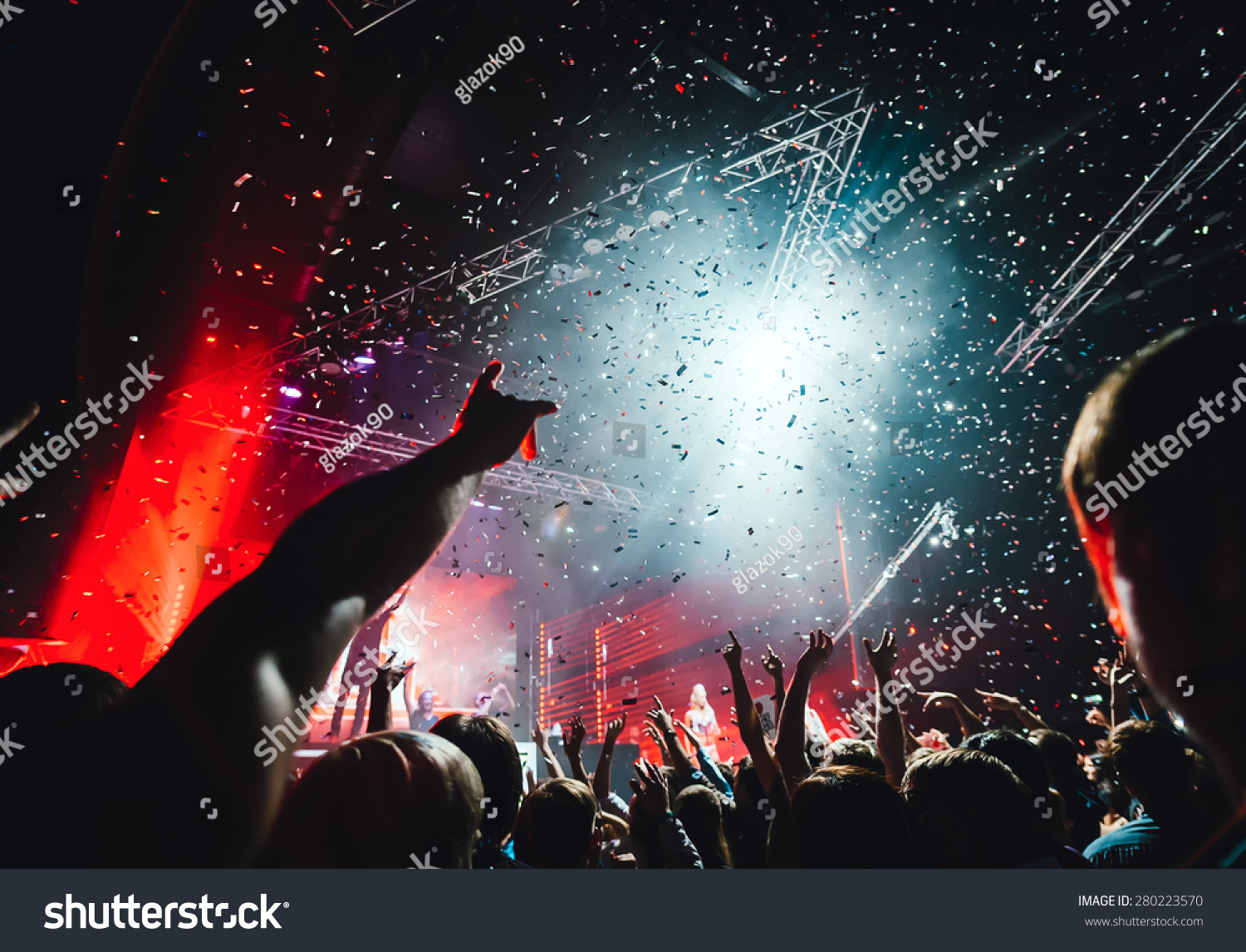 Night Club Party Crowd Hands Up Stock Photo 280223570 : Shutterstock