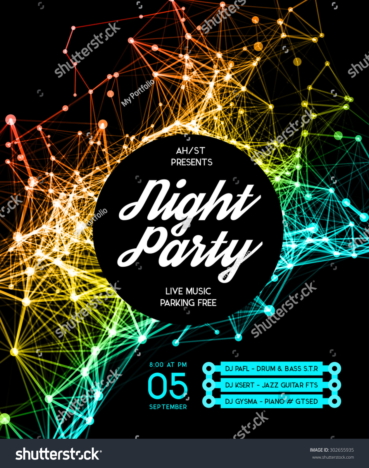 Night Disco Party Poster Background