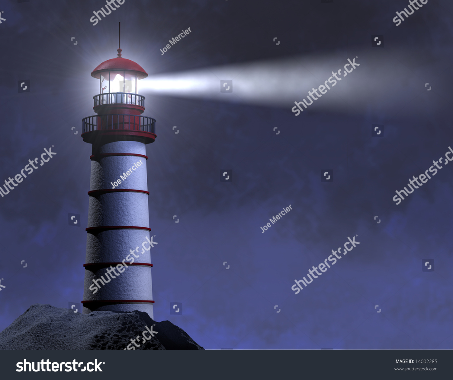 Night Lighthouse Beam Stock Photo 14002285 : Shutterstock
