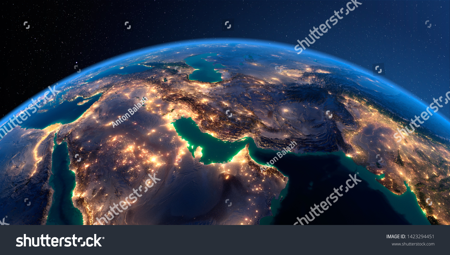 Night Planet Earth Precise Detailed Relief Stock Illustration