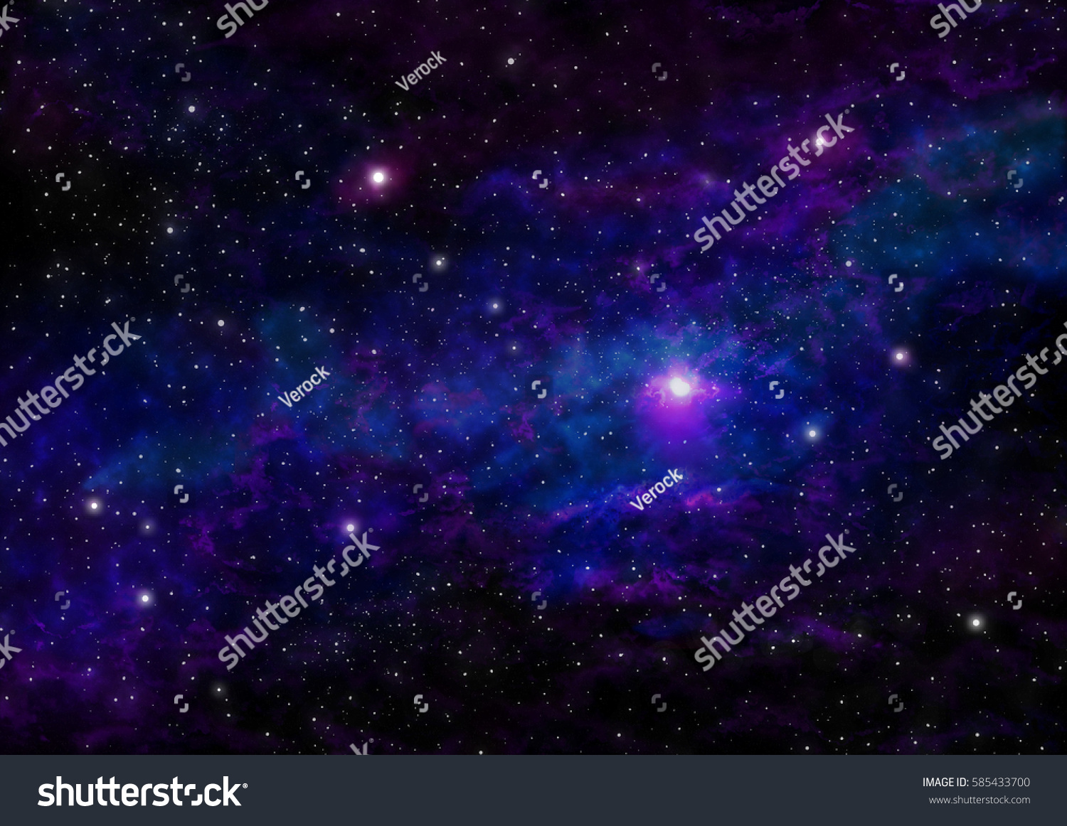 Night Sky Stars Purpleblue Nebula Space Stock Illustration 585433700