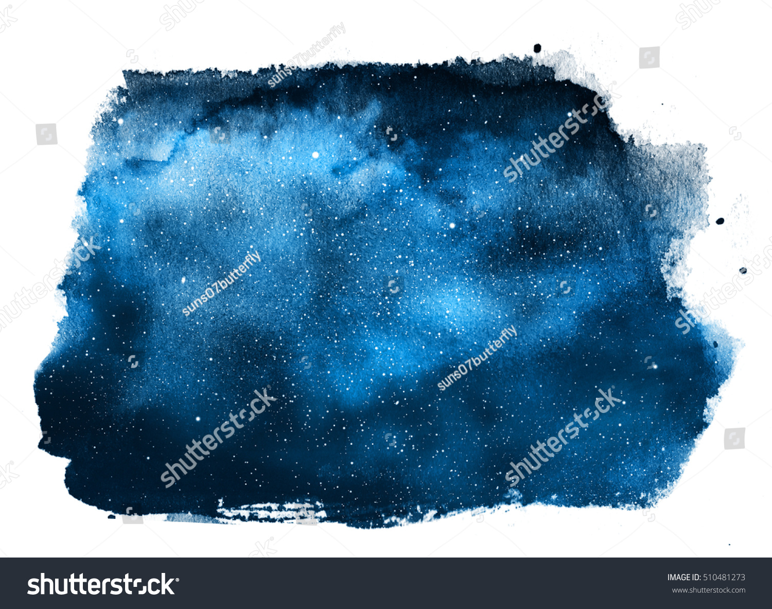 白い背景に夜空と星 水彩 のイラスト素材