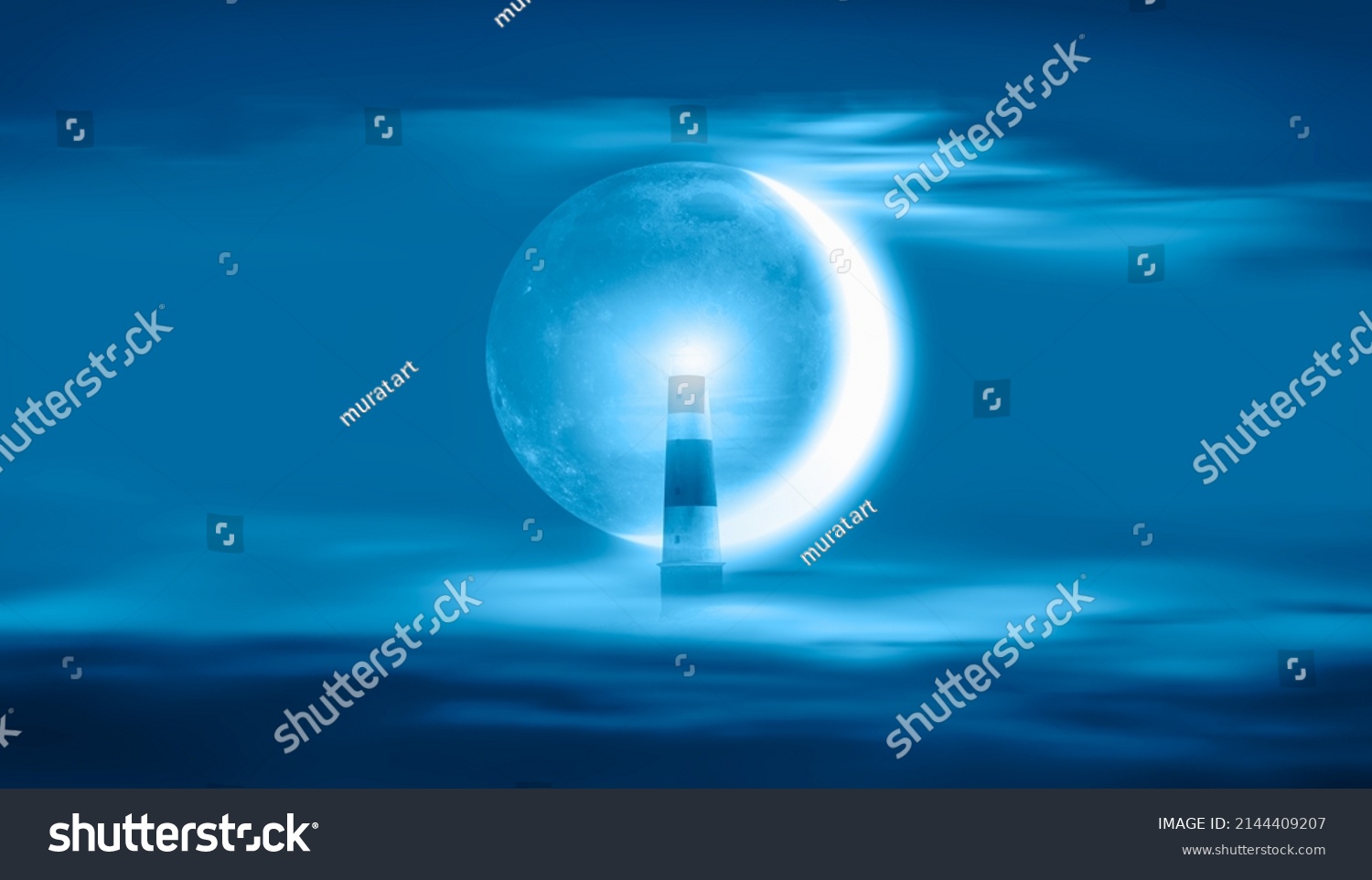 Night Sky Super Crescent Moon Clouds Stock Photo 2144409207 | Shutterstock