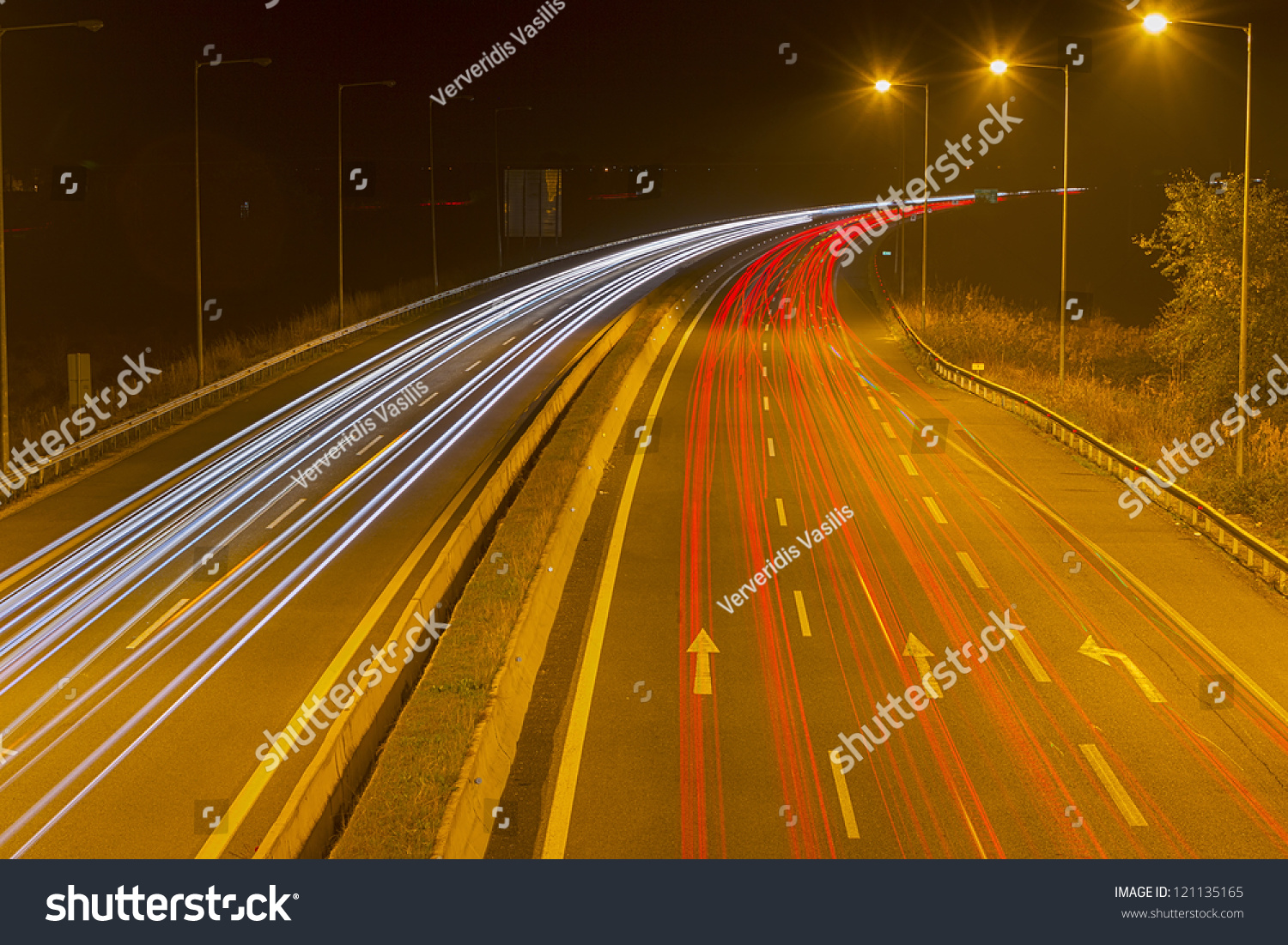 Night Time Shot Of Speeding Traffic Stock Photo 121135165 : Shutterstock