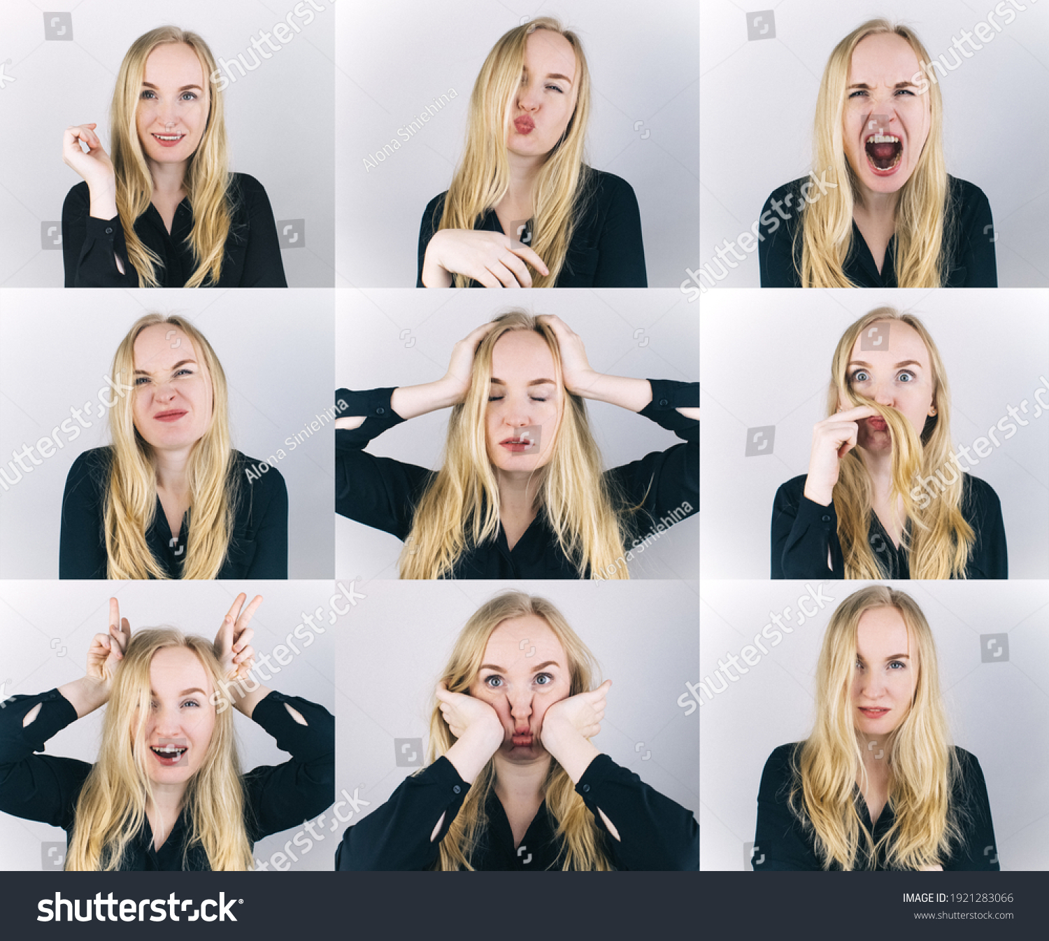 Nine Frames One Shot Blonde Girl Stock Photo 1921283066 | Shutterstock