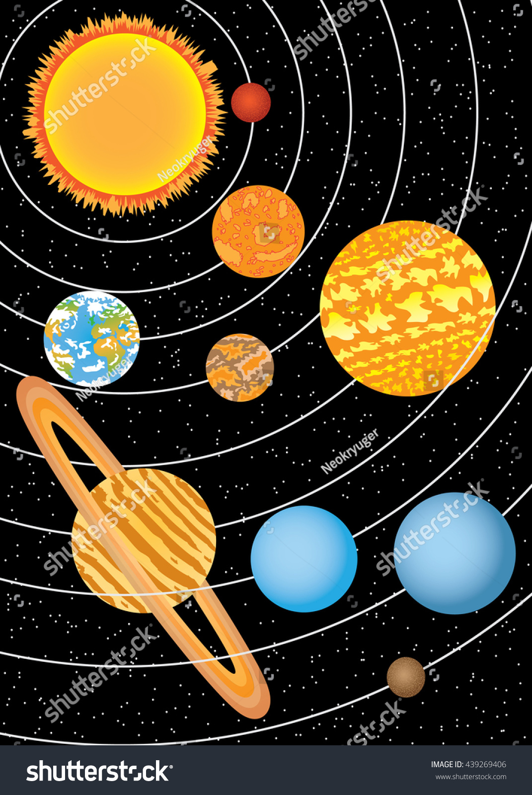 Nine Planets Moving Around Sun Space Stock Illustration 439269406 ...