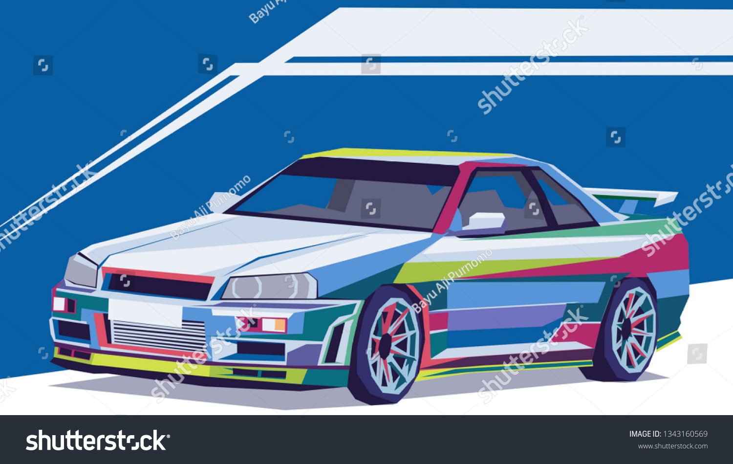 Nissan Skyline R34 Gtr Wpap Illustration Stock Illustration