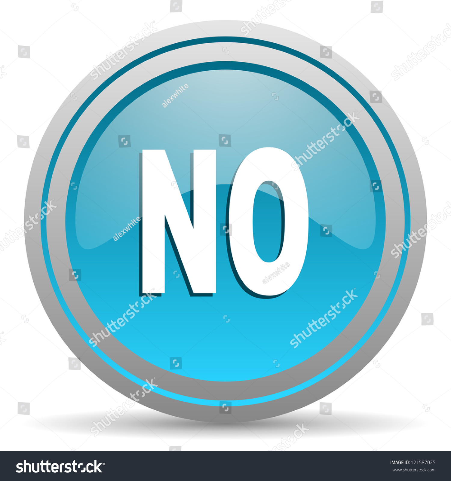 No Blue Glossy Icon On White Stock Illustration 121587025 - Shutterstock