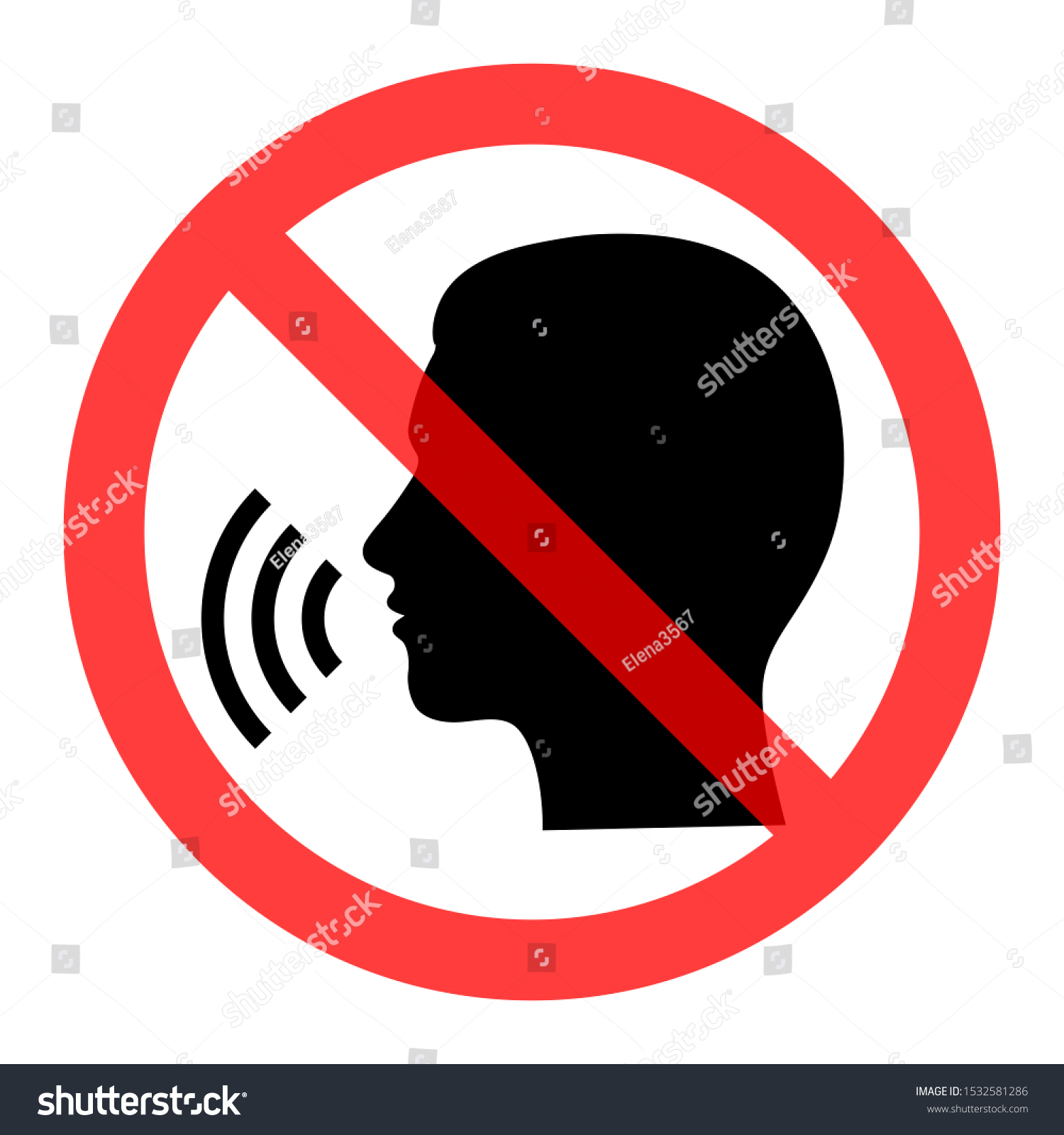 No Conversation Sign Red Crossed Out Stock Illustration 1532581286 ...