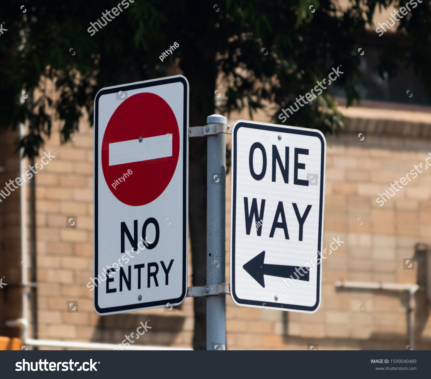 No Entry Signpost On Way Signpost Stock Photo (Edit Now) 1599040489