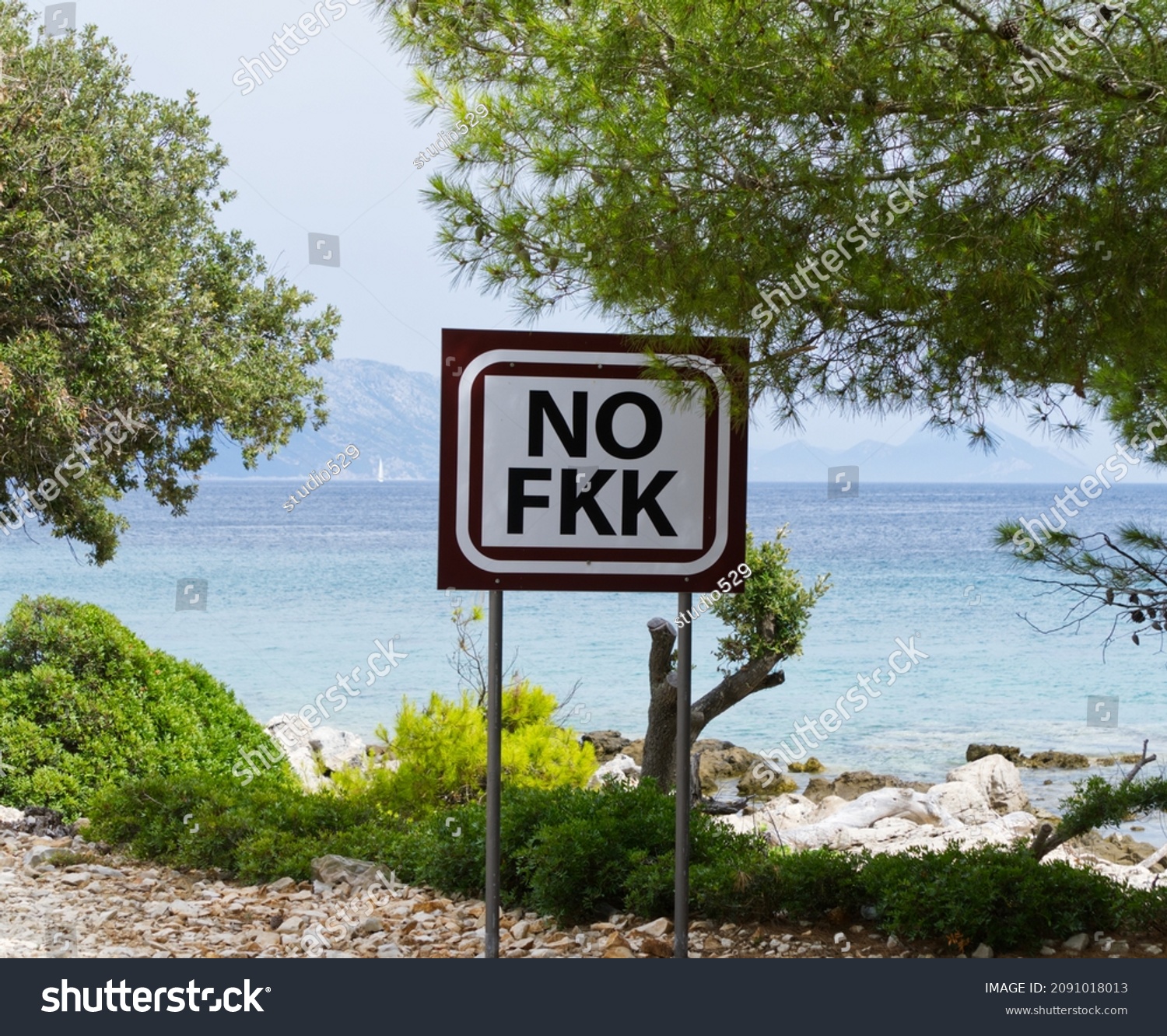 No Fkk Nudist Forbidden Big Sign Stock Photo Shutterstock