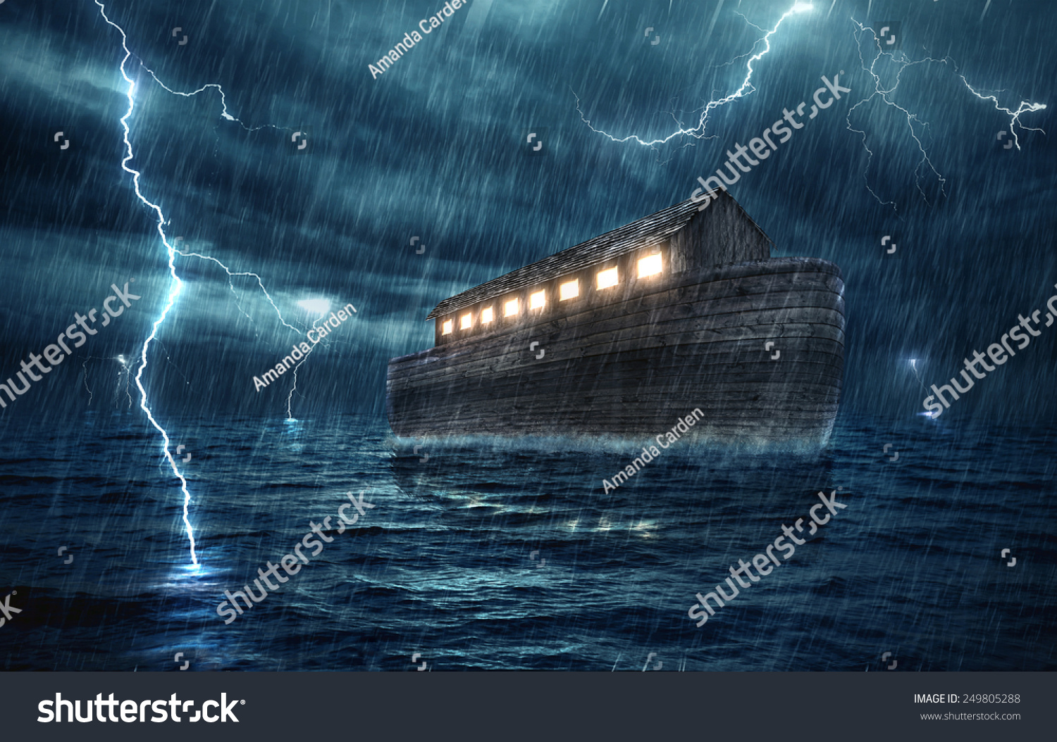 雷雨の中のノアの箱舟 のイラスト素材