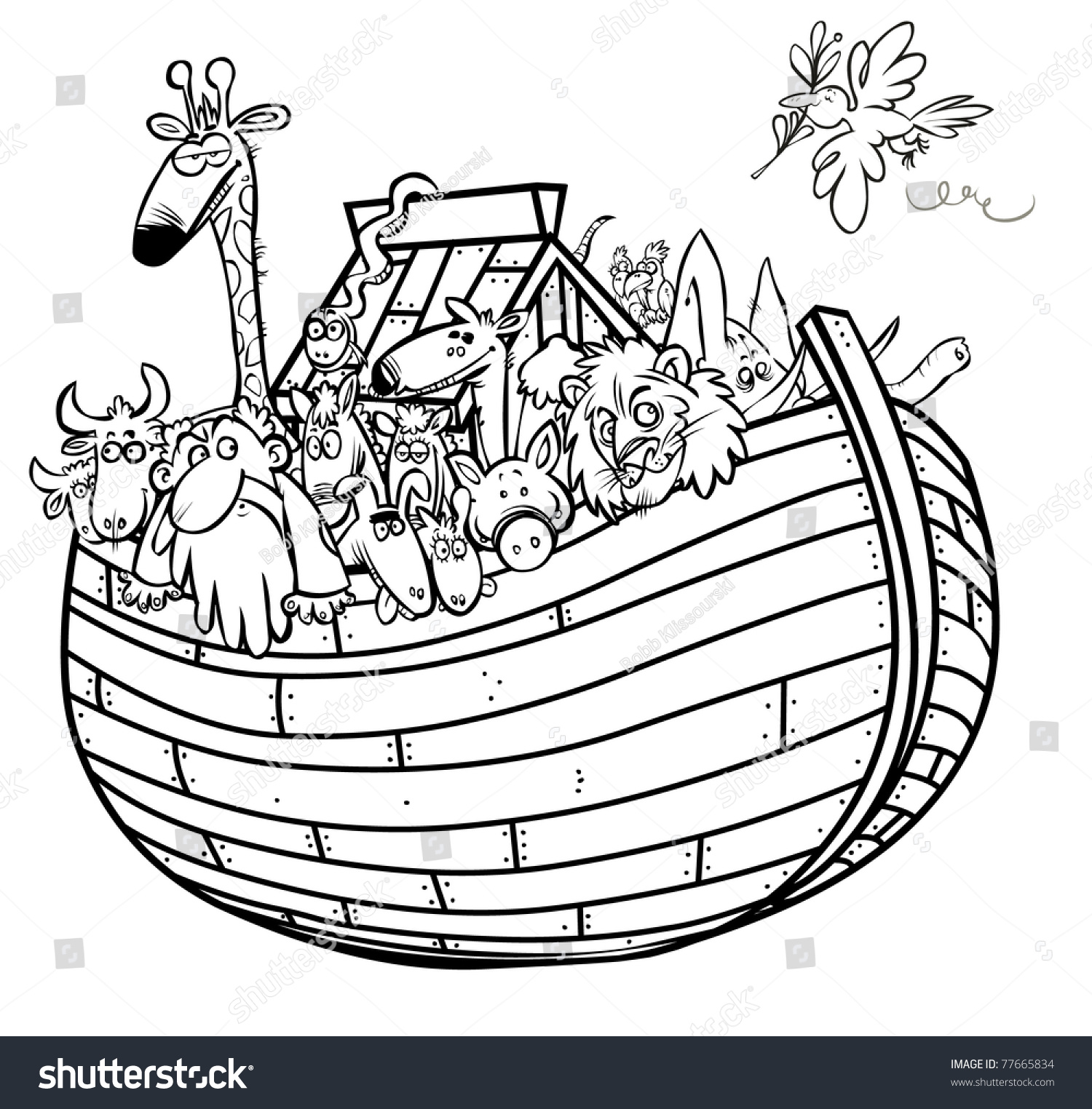 Noah'S Ark Outline Cartoon. Stock Photo 77665834 : Shutterstock