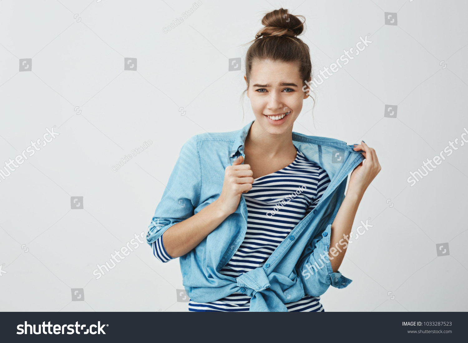 Woman Pulling Shirt Images Stock Photos Vectors Shutterstock
